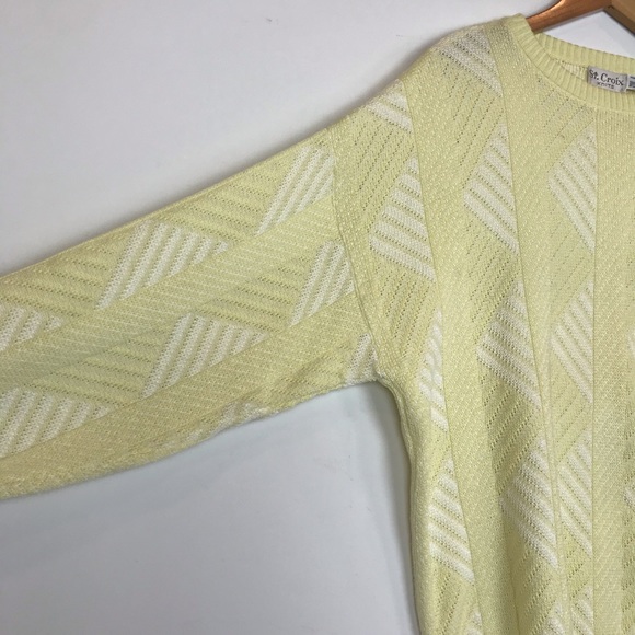 St. Croix Knits Pale Yellow Geometric Knit Sweater - Picture 4 of 8